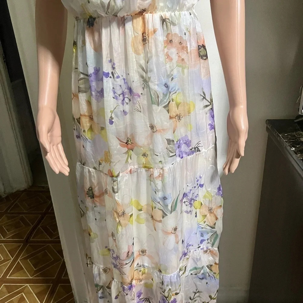 NWT LARA GUIDOTTI Silk Blend Maxi Floral Dress Made in Italy - Picture 6 of 13